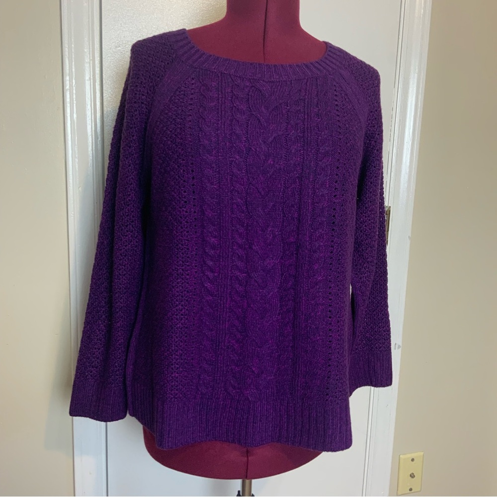 NWOT St John’s Bay Classic Crafted Knitwear Purple pullover Sweater XLP Women’s